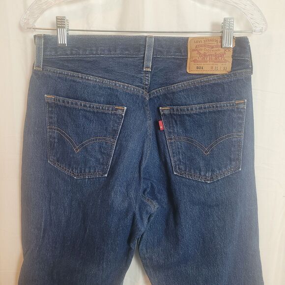 Levi's 501 Button Fly Straight Leg Jeans Men's Size 31 X 33 Blue Denim Workwear - Picture 6 of 13